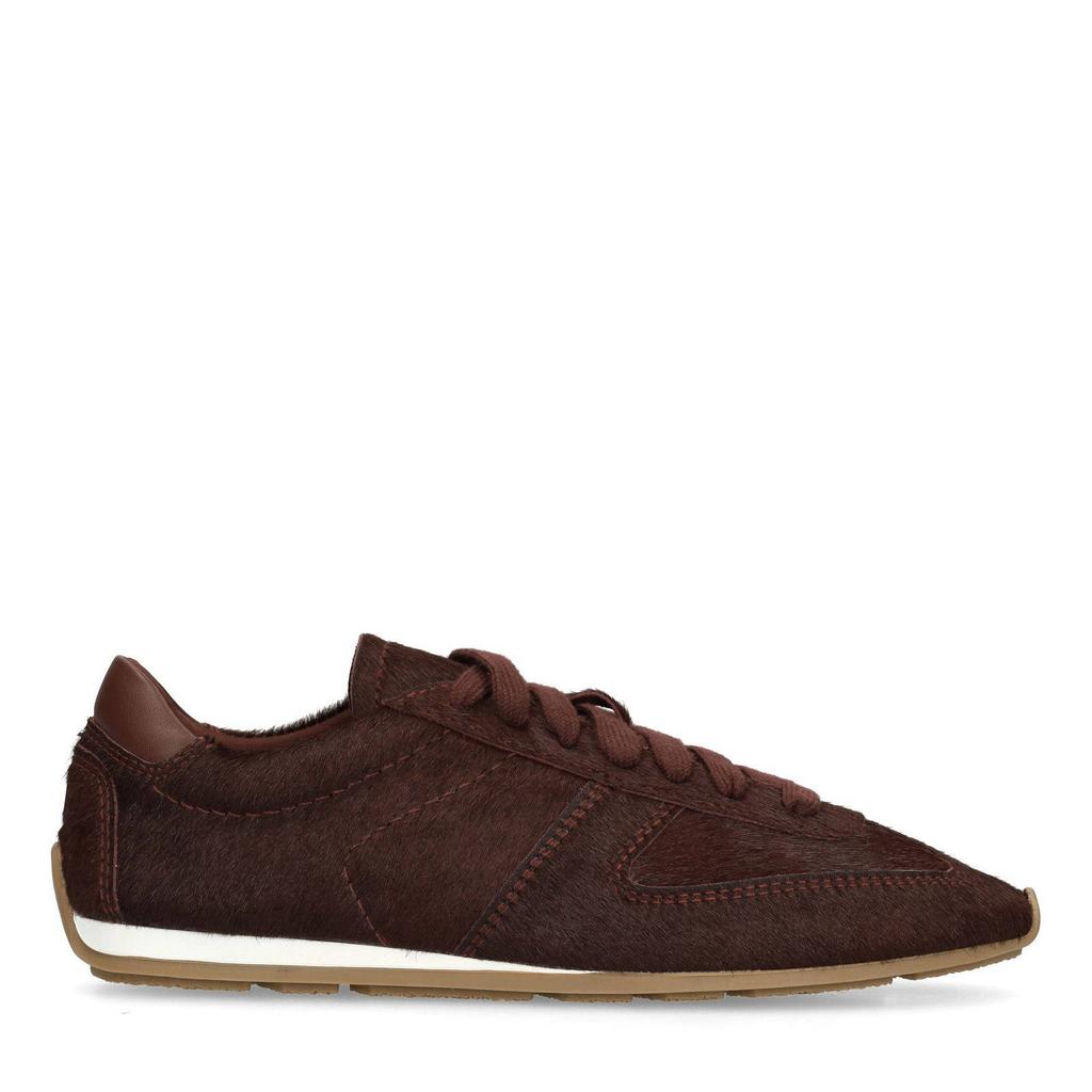 Bordeaux dames Sacha leren sneakers met ponyhair