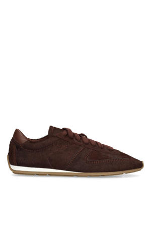 leren sneakers met ponyhair bordeaux