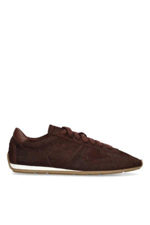 leren sneakers met ponyhair bordeaux
