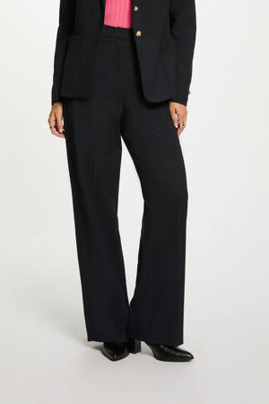 straight high waist pantalon marineblauw