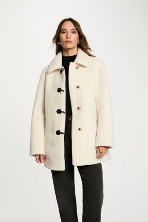 faux fur jas ecru