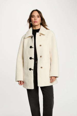faux fur jas ecru