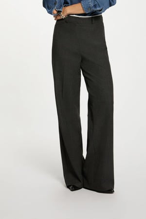 wide leg high waist casual broek grijs