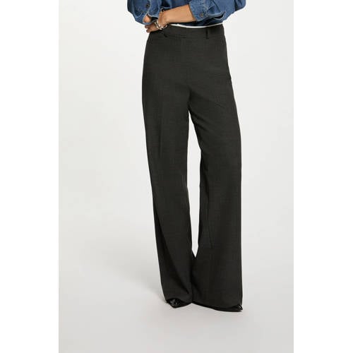 Morgan wide leg high waist casual broek grijs afbeelding