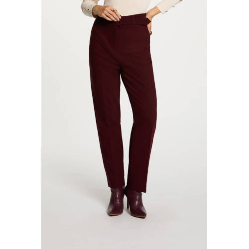 Morgan straight high waist casual broek donkerrood afbeelding
