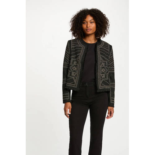 Morgan tweed jasje met studs zwart afbeelding