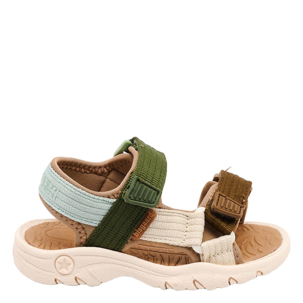 Groen en bruine jongens Bisgaard sandalen van 100% textiel met klittenband