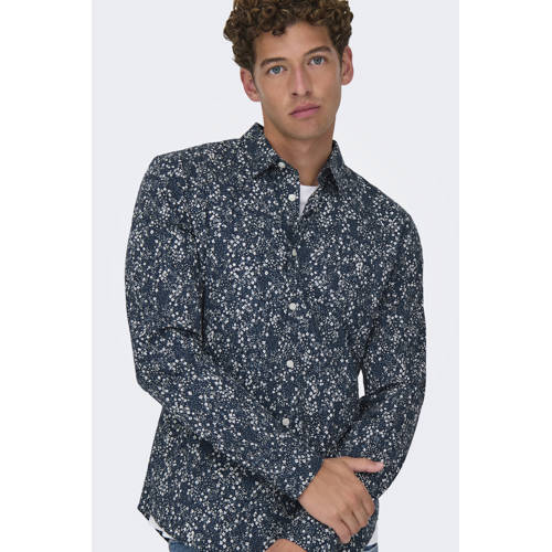 ONLY & SONS casual overhemd donkerblauw afbeelding