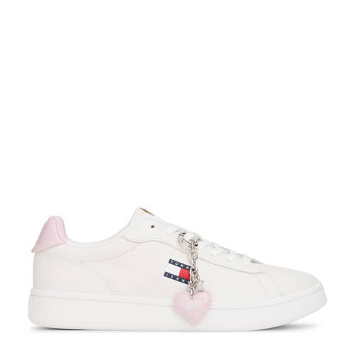 Tommy Jeans leren sneakers ecru/lichtroze afbeelding