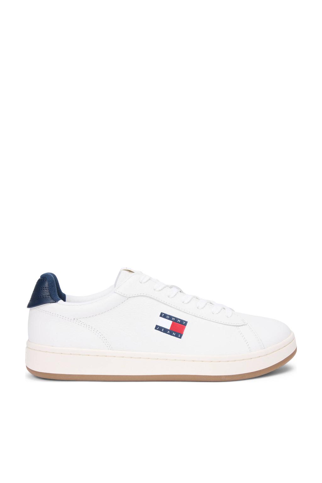 Ecru heren Tommy Jeans Archive '98 leren sneakers met veters