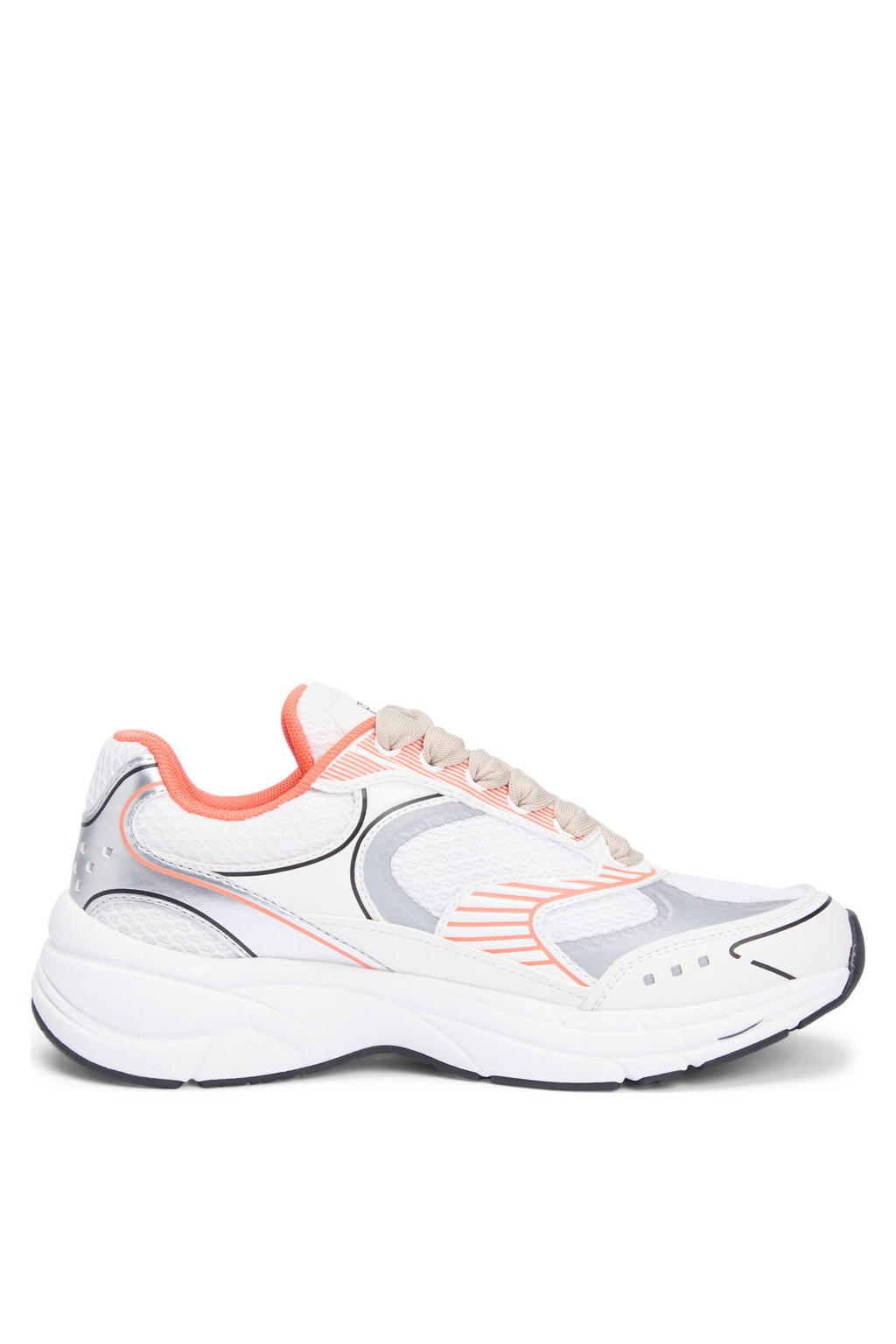 Wit en oranje dames Tommy Jeans Archive '25 chunky sneakers van textiel en imitatieleer met veters