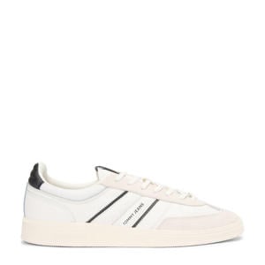 leren sneakers ecru/zwart