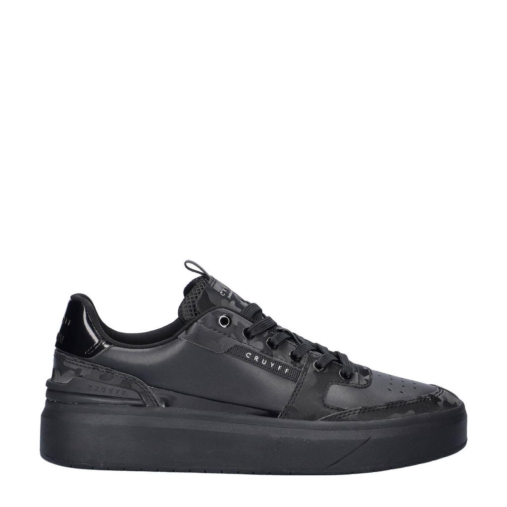 Zwarte heren Cruyff sneakers van imitatieleer met veters