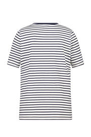 thumbnail: Blauw en witte dames MS Mode T-shirt van katoen met strepenprint en korte mouwen