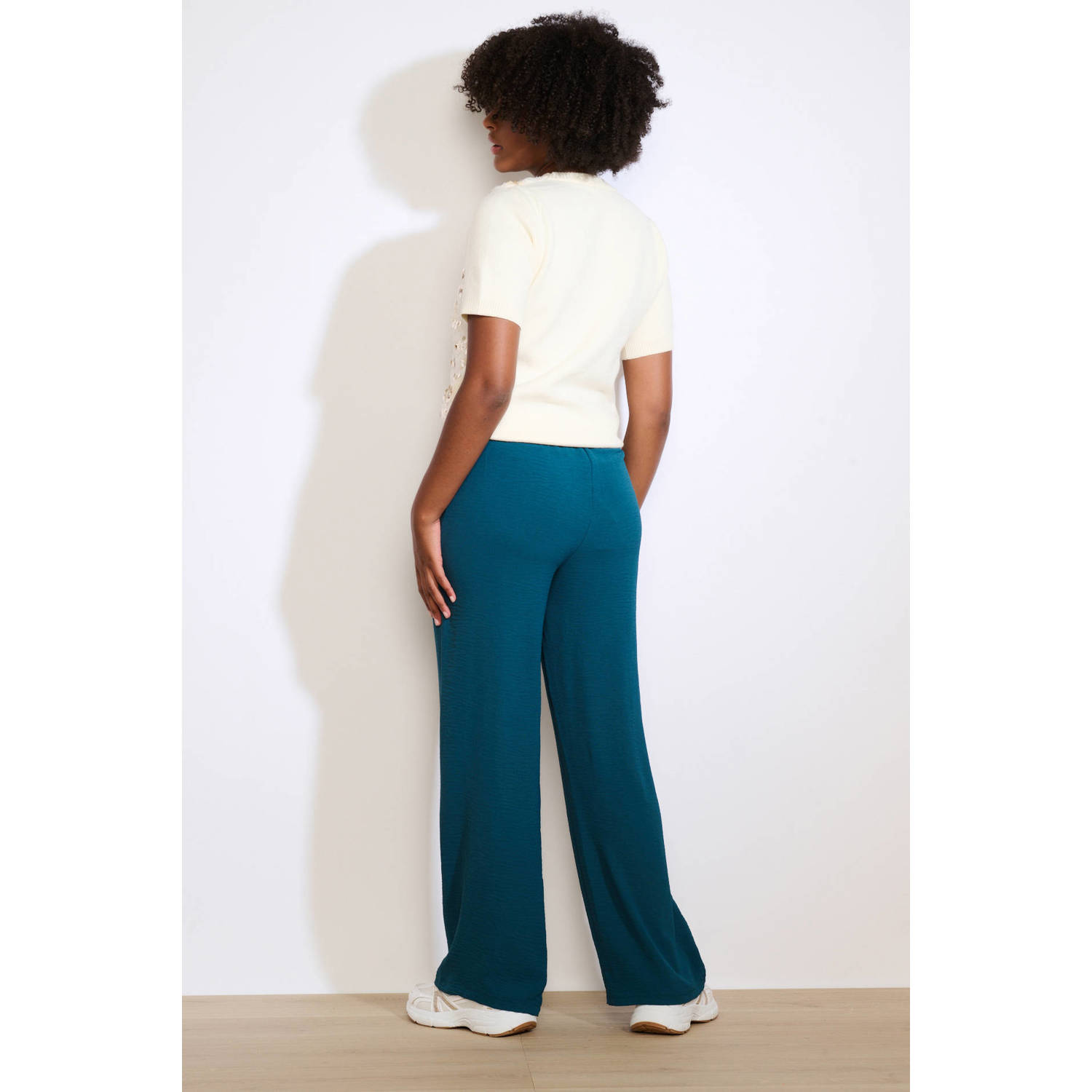 LOLALIZA wide leg regular waist pantalon petrol