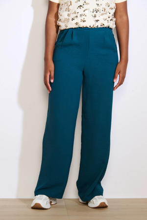 wide leg regular waist pantalon petrol