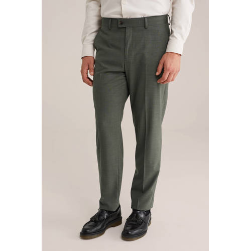 WE Fashion wollen slim pantalon donkergroen afbeelding