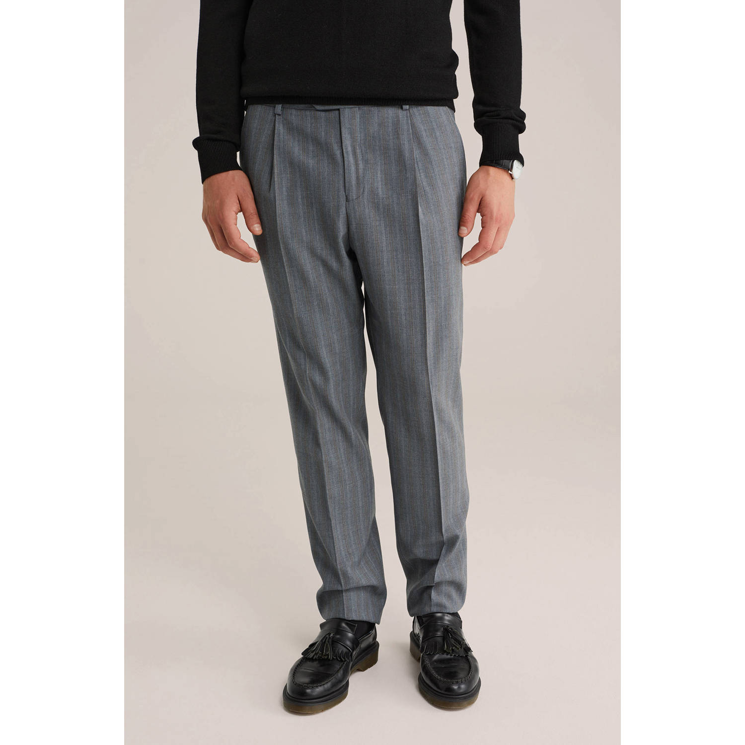 Van Gils wollen slim pantalon grijs