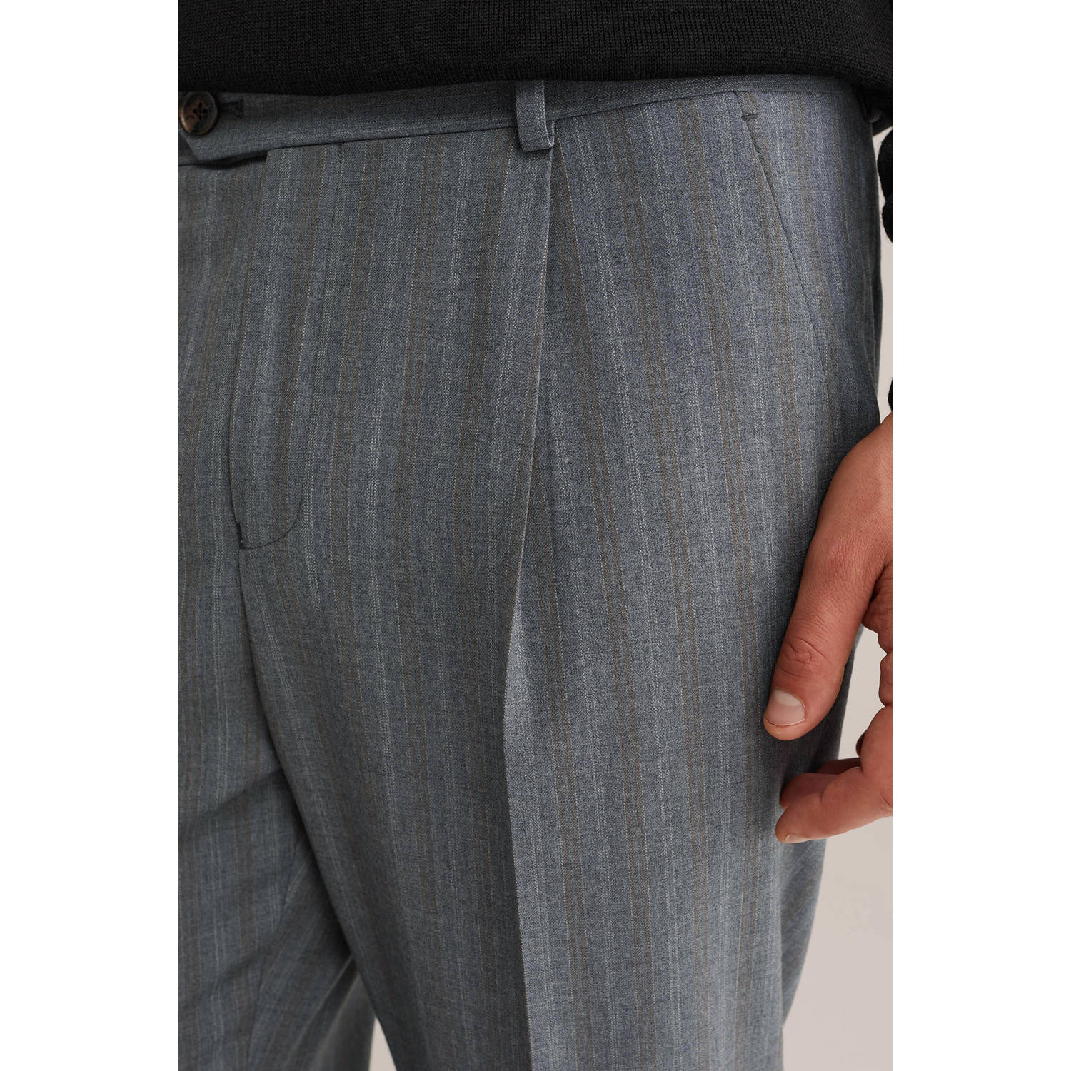 Van Gils wollen slim pantalon grijs