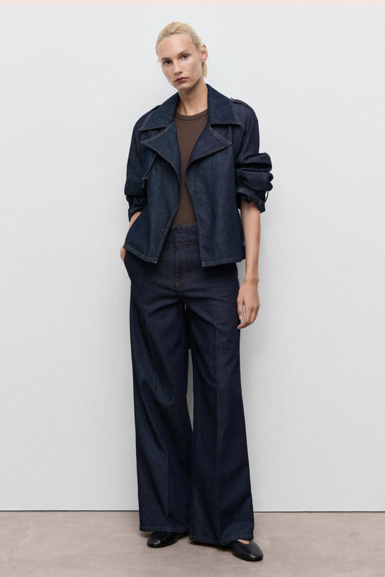 SKY BLUE DARK BLUE DENIM REVERSIBLE TRENCHCOAT main image 1