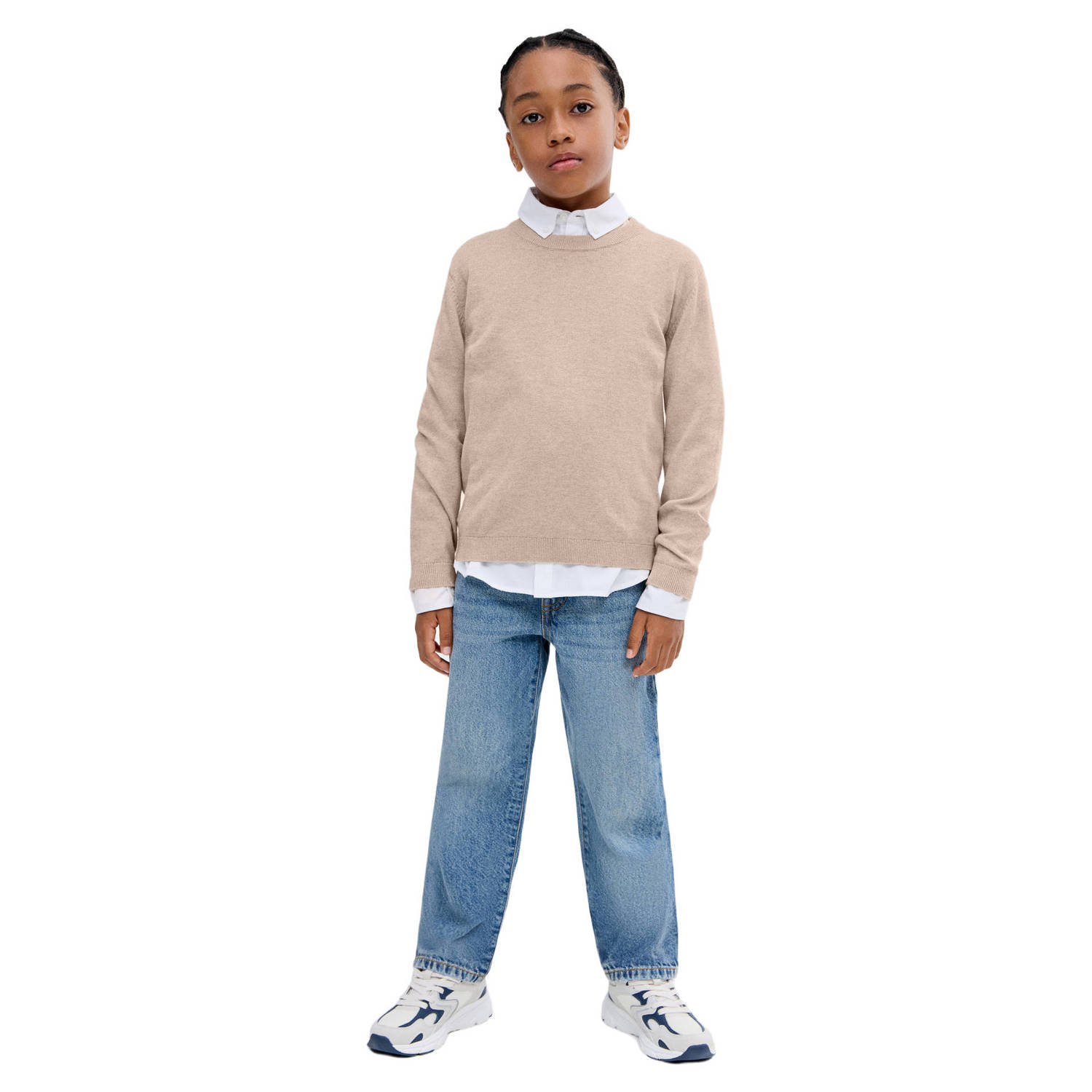 Mango Kids pullover beige fijn gebreid