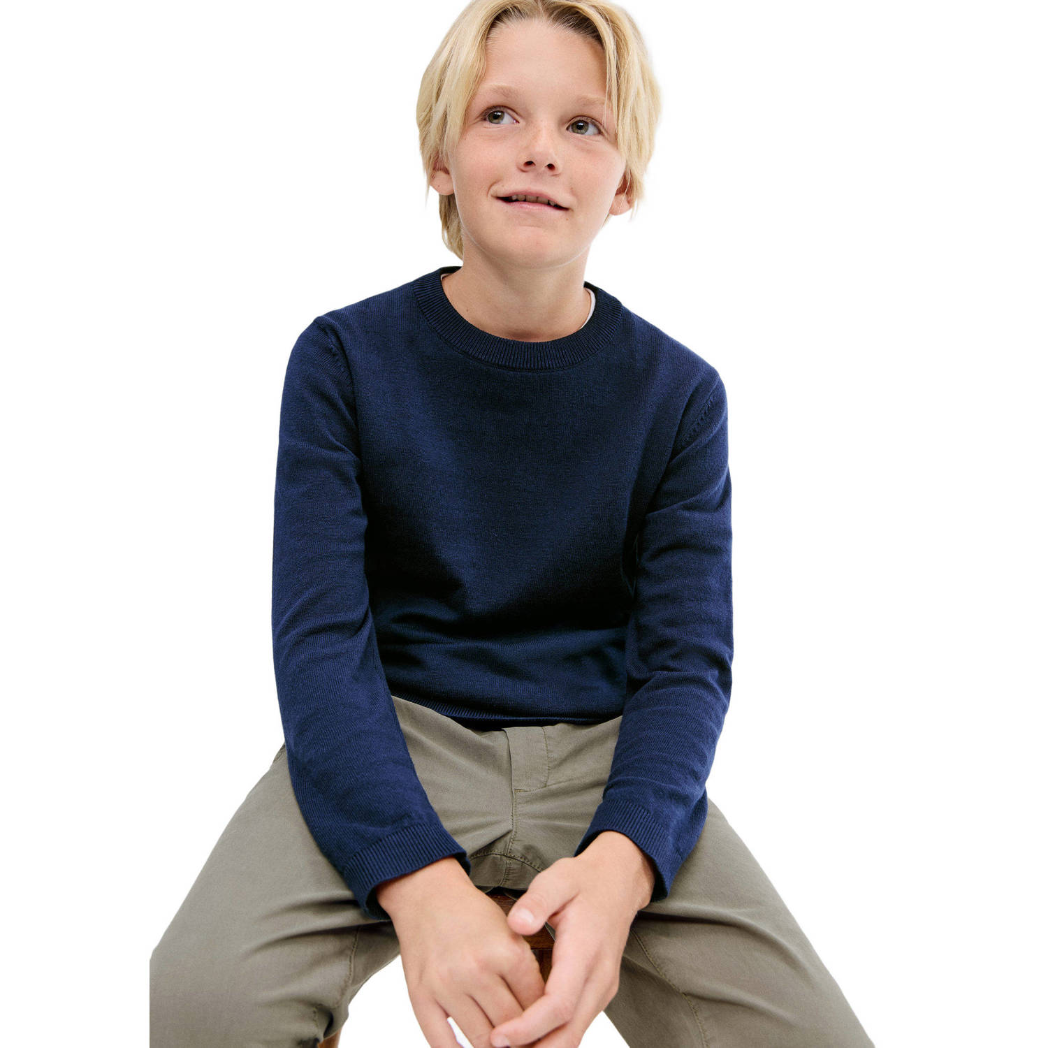 Mango Kids pullover marine fijn gebreid