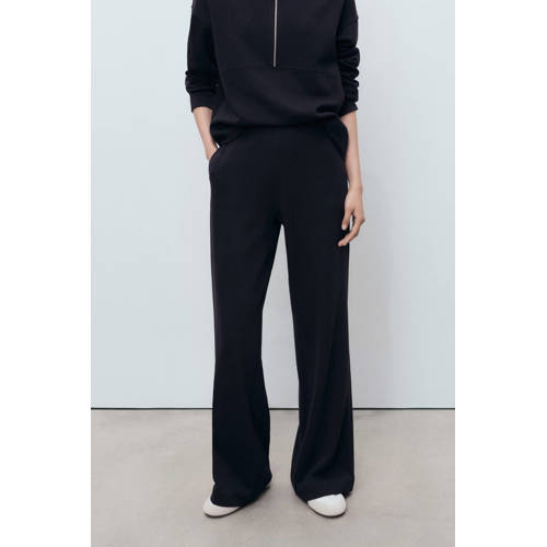 Mango wide leg high waist pantalon donkerblauw afbeelding