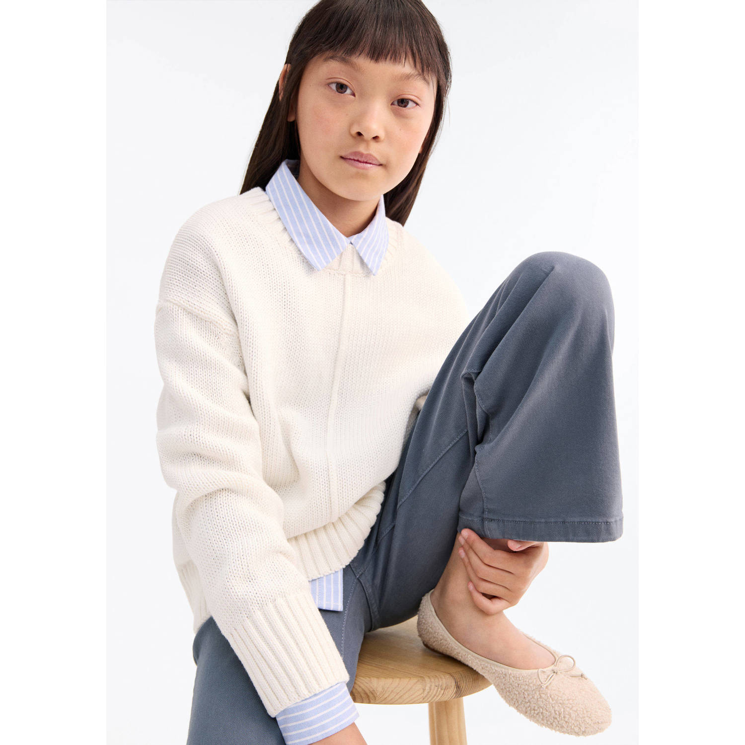 Mango Kids wide leg jeans blauw