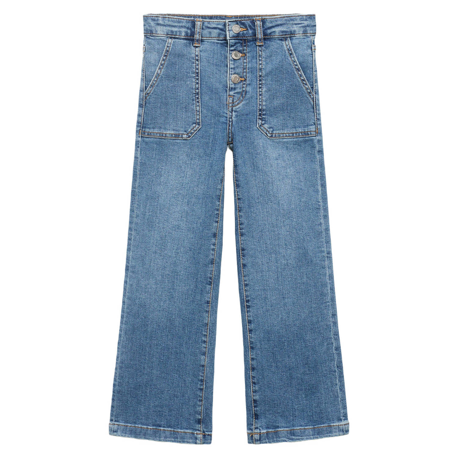 Mango Kids wide leg jeans medium blue denim