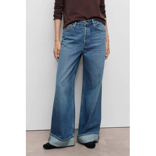 Mango wide leg jeans medium blue denim afbeelding