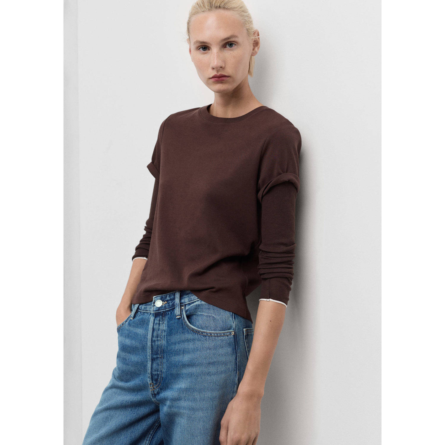 Mango wide leg jeans medium blue denim