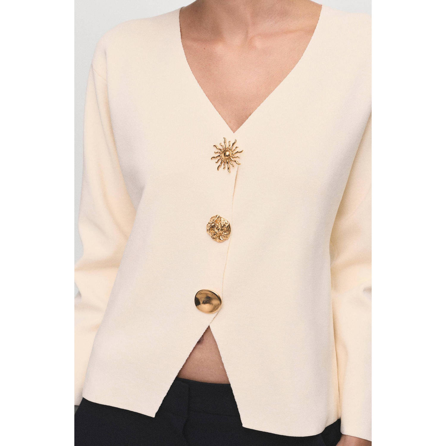 Mango vest beige fijn gebreid