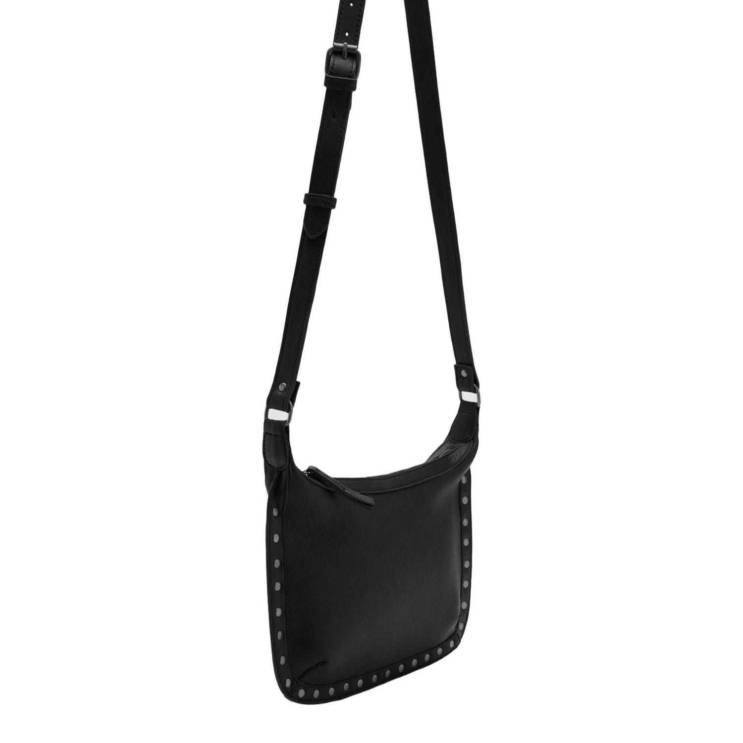 MANGO TEEN leren schoudertas met studs zwart