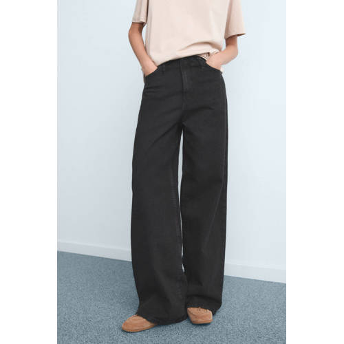 Mango wide leg jeans grey denim afbeelding