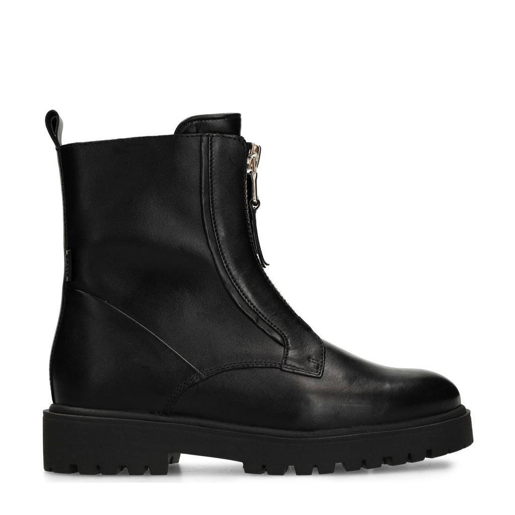 Zwarte dames Manfield leren enkelboots met ritssluiting