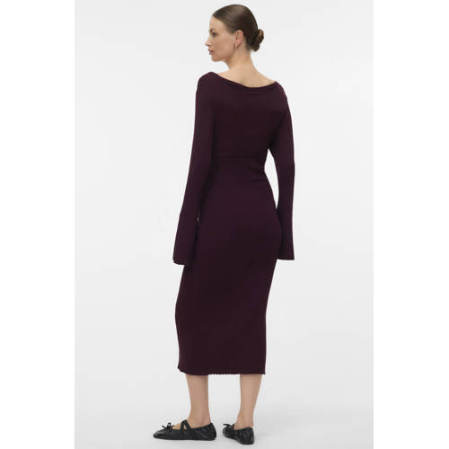 MAMALICIOUS zwangerschaps midi jurk rib gebreid burgundy afbeelding
