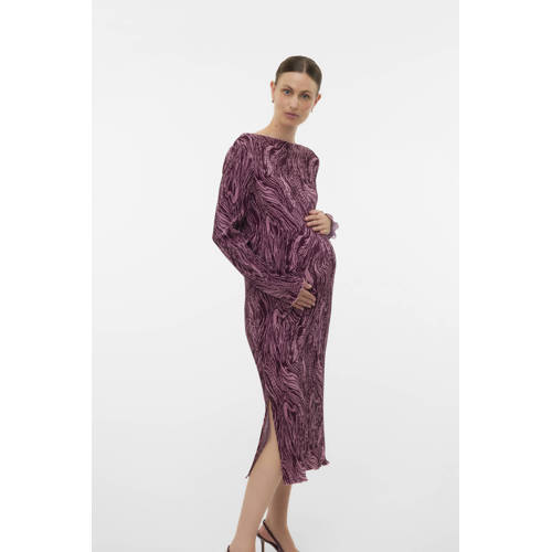 MAMALICIOUS zwangerschaps midi jurk donkerrood/roze afbeelding