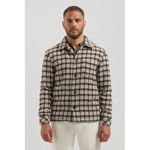 Dstrezzed overshirt met ingebreid patroon donkerbruin afbeelding