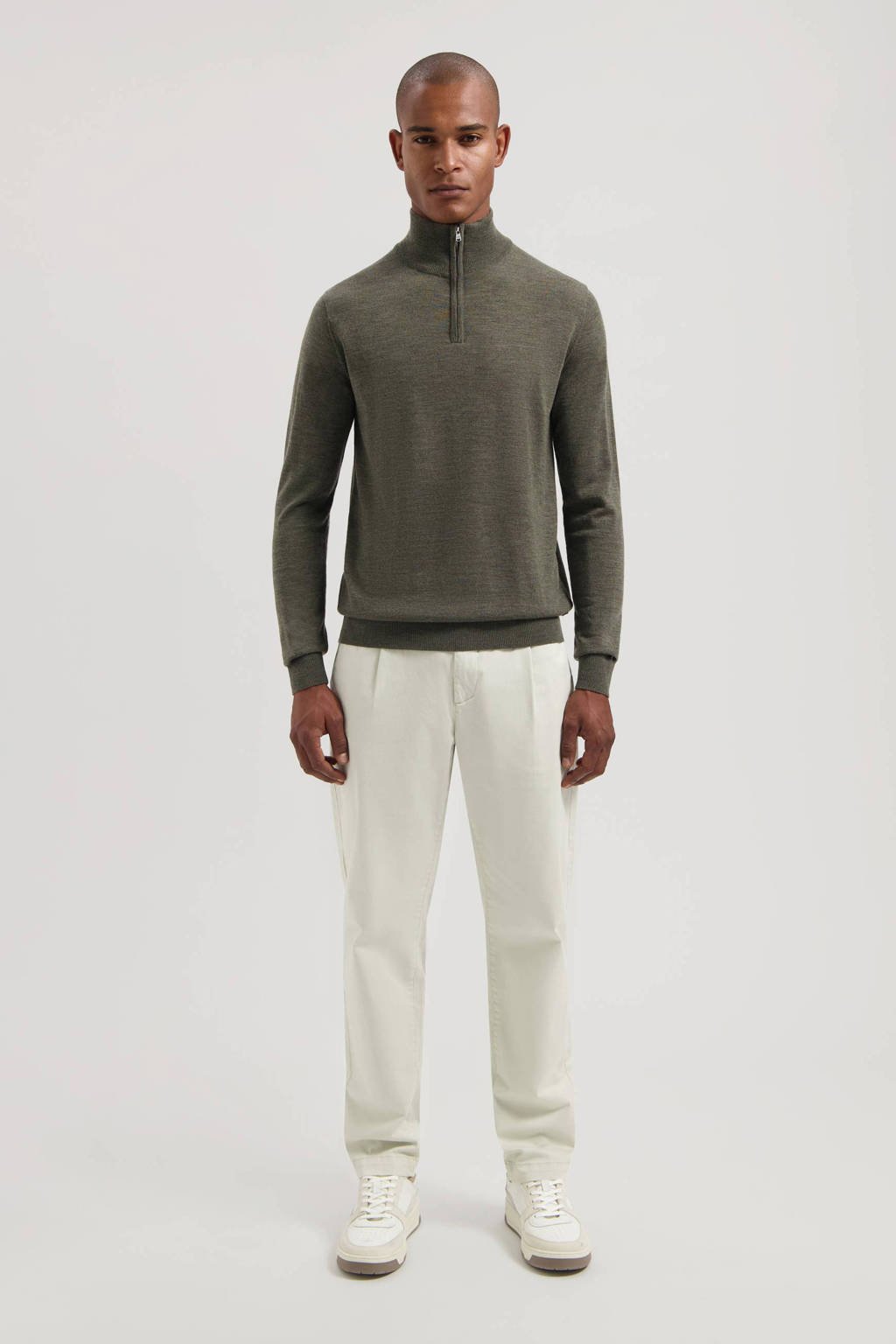 Dstrezzed gebreide trui met wol donkergroen wehkamp