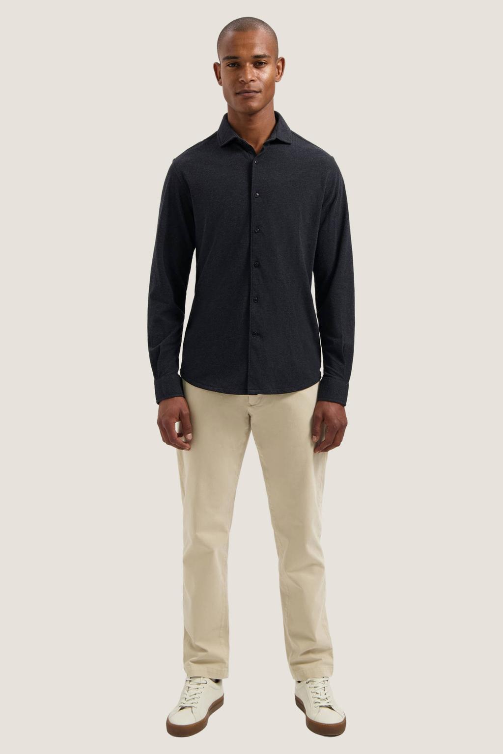 Dstrezzed casual overhemd pique zwart
