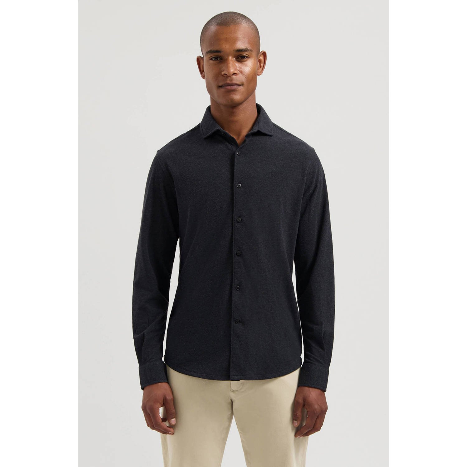 Dstrezzed casual overhemd pique zwart