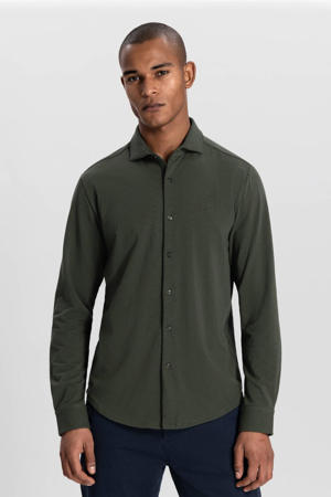 casual overhemd jersey donkergroen