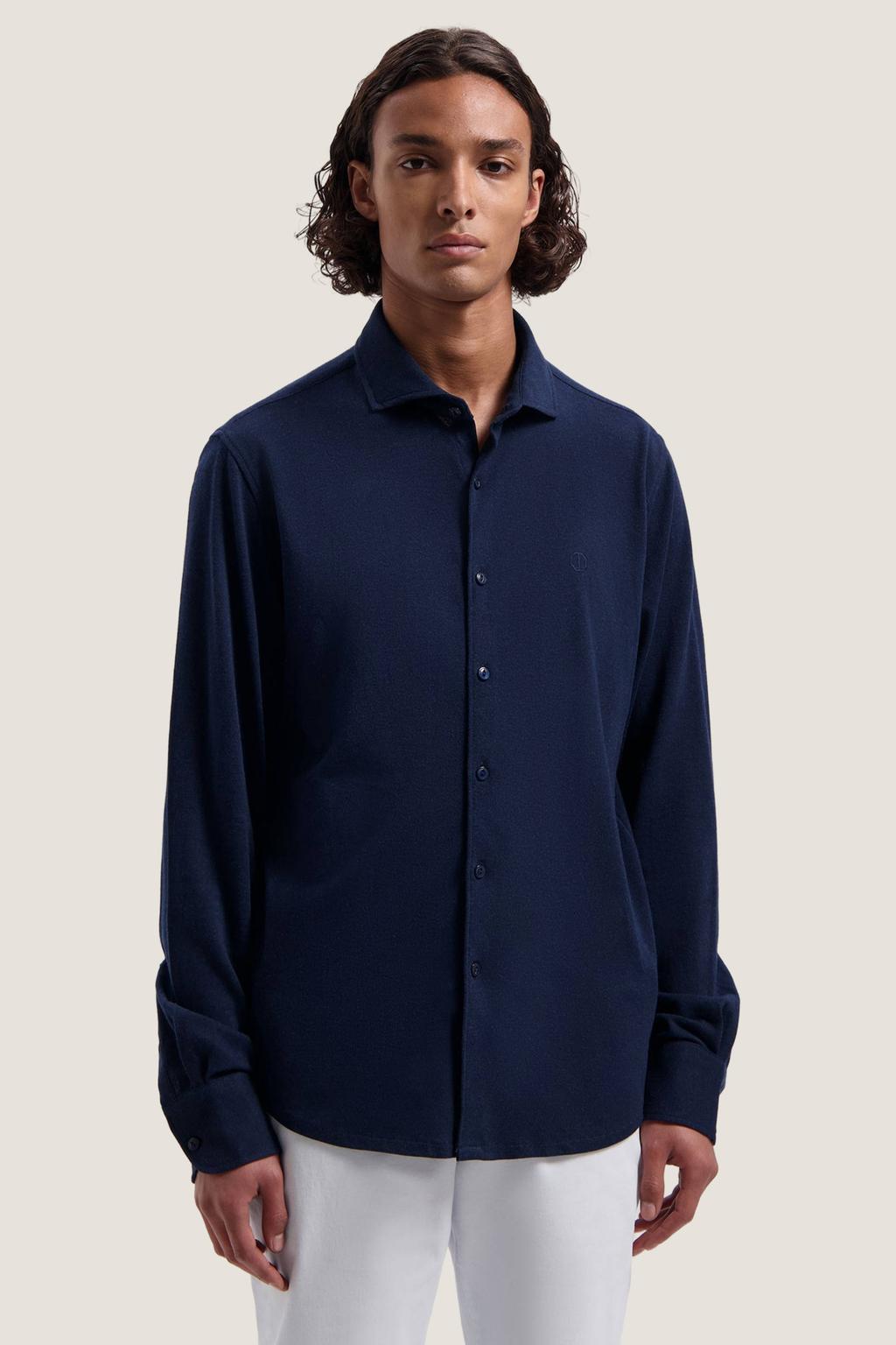 Dstrezzed casual overhemd pique donkerblauw
