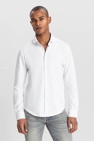 casual overhemd jersey wit