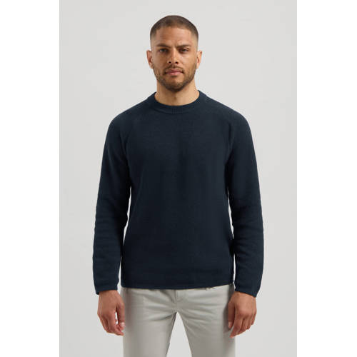 Dstrezzed trui met ingebreid patroon donkerblauw afbeelding