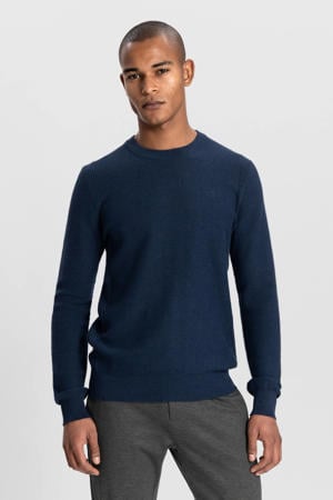 trui met ingebreid patroon donkerblauw