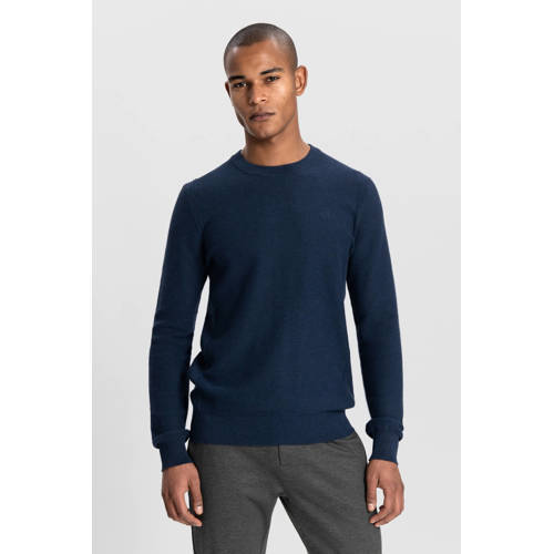 Dstrezzed trui met ingebreid patroon donkerblauw afbeelding
