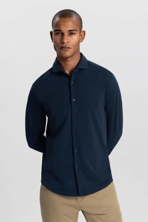 casual overhemd jersey donkerblauw