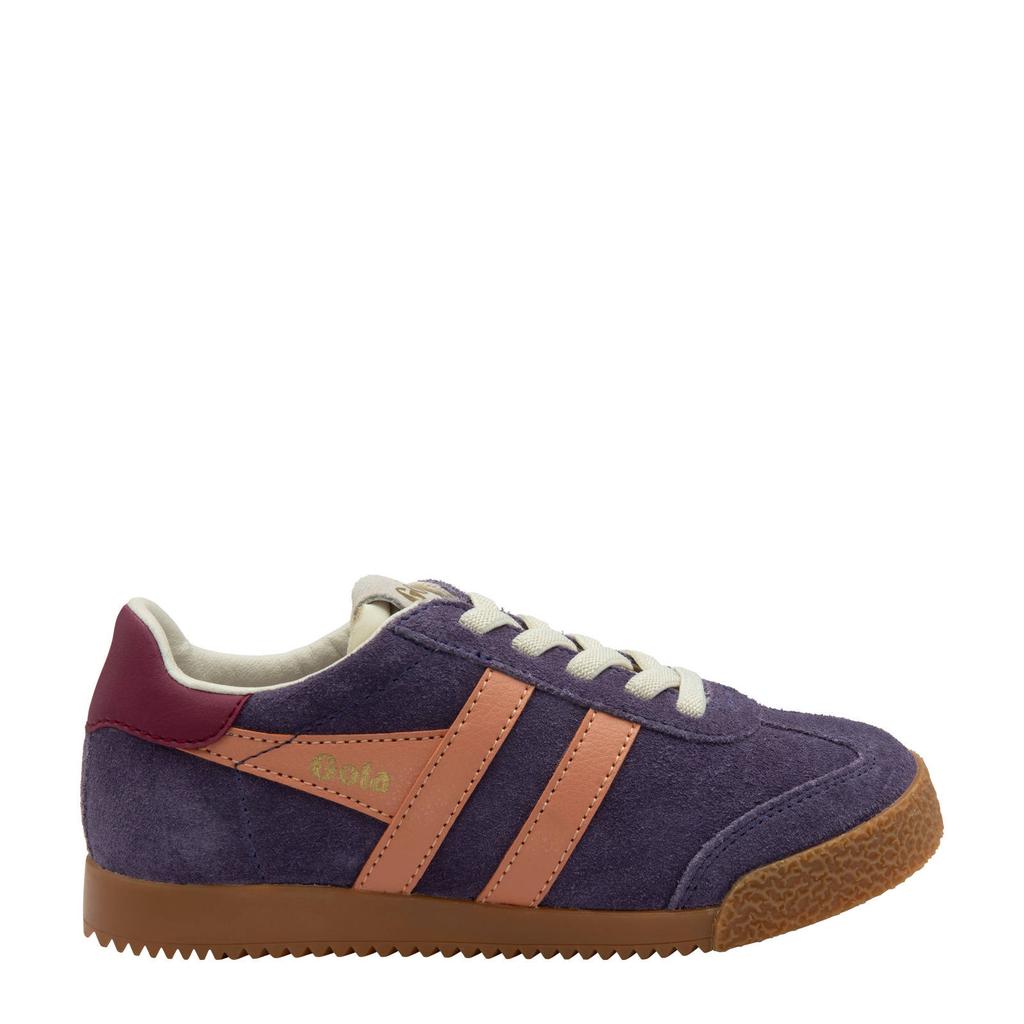 Paars en zalmkleurige meisjes Gola Elan suède sneakers met veters