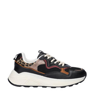 chunky sneakers zwart/goud/panter